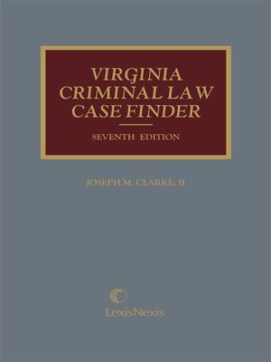 cover image of Virginia Criminal Law Case Finder